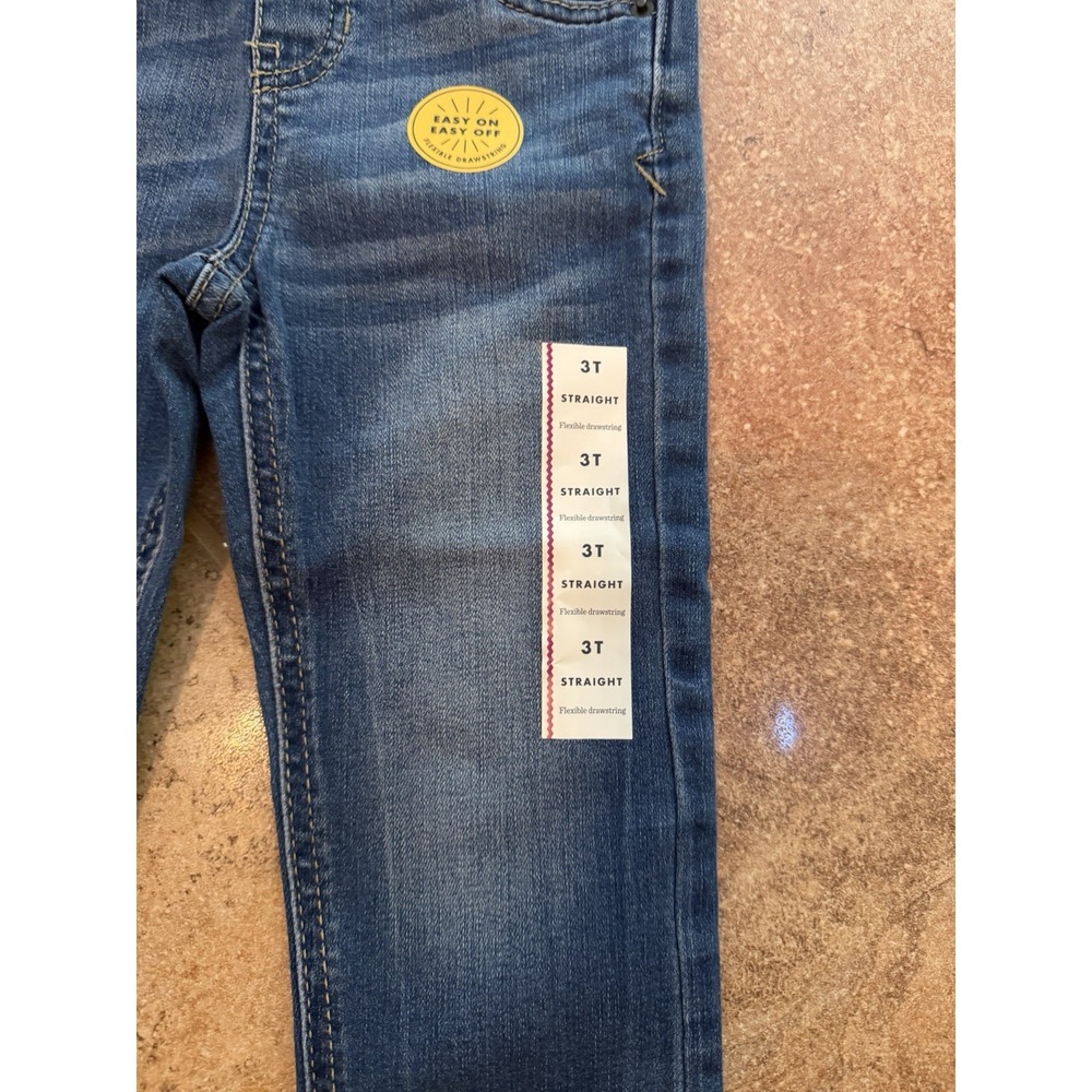 Cat & Jack Boys' Super Stretch Blue Jeans Straight Flexible Drawstring Size 3T - Picture 3 of 5